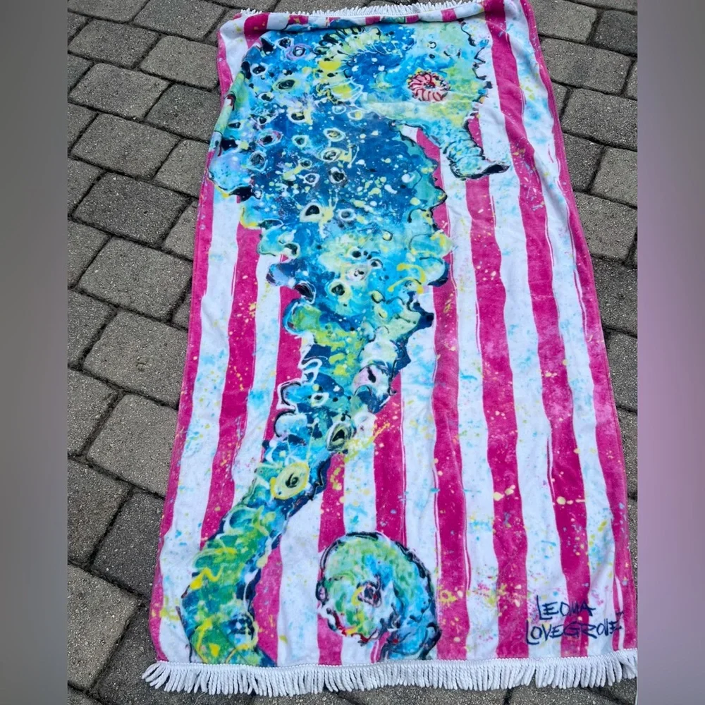 Leoma Lovegrove Beach Towel Colorful Tropical Art Cotton